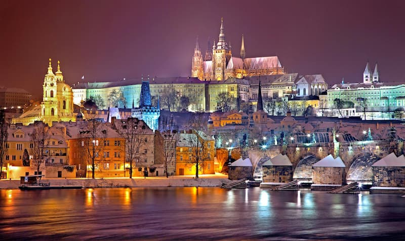 Prague Castle is majestic at night. Prague is a Unesco world heritage site.